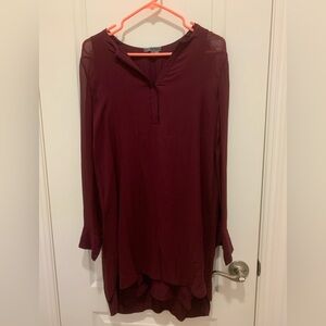 Vince Double Layer Long Sheer Sleeves Silk Tunic Dress SIZE 4